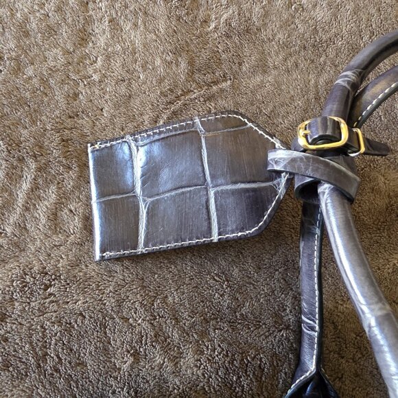 Dooney & Bourke Croc Embossed Leather Travel Duffel 22” Black Overnight Bag - Picture 12 of 16